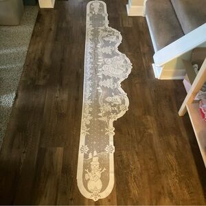 Festive Snowman Lace Mantle Scarf Runner 8’ x 18”